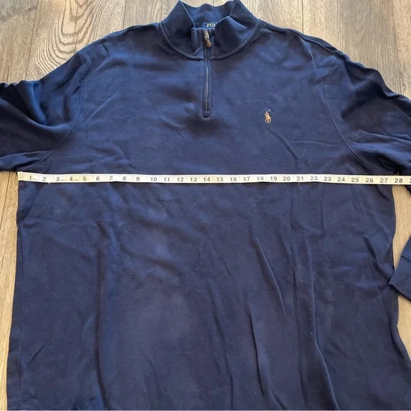Polo Ralph Lauren Big & Tall Estate Rib Quarter-Zip Pullover Navy Blue XXL - Picture 10 of 13